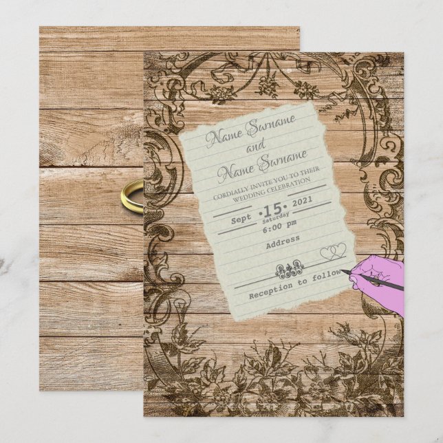 Invitation Feuille de papier à la main (Devant / Derrière)