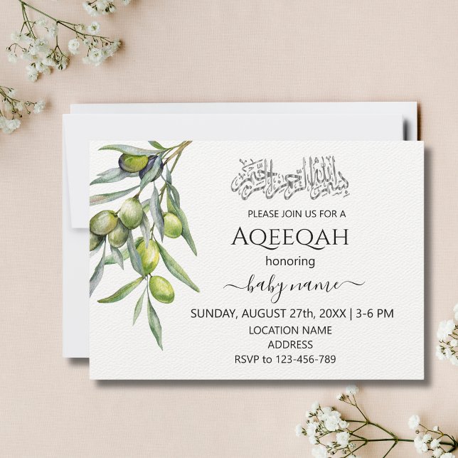 Invitation Feuille de verdure Aqiqa Aqeeqa islamique Invitati (Créateur téléchargé)