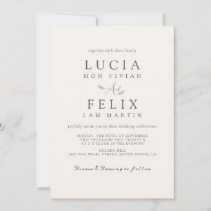 Invitation Feuille délicieuse  Dusty Blue Mariage
