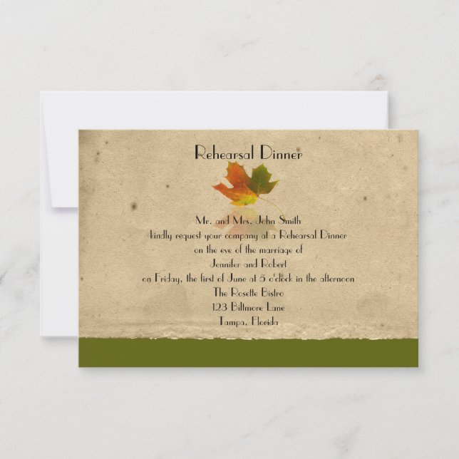 Invitation Feuille d'érable de chute sur le dîner de (Devant)