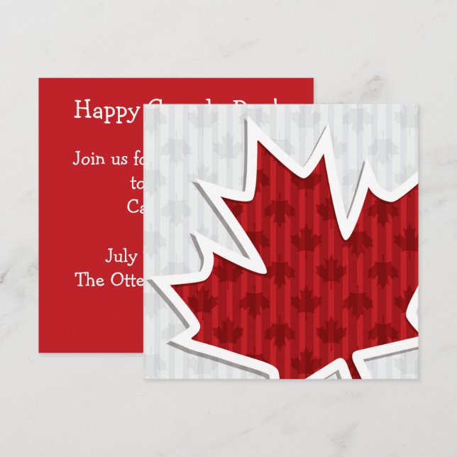 Invitation Feuille d'érable de la Fête du Canada (Devant / Derrière)