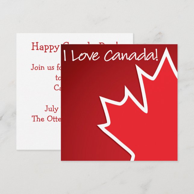 Invitation Feuille d'érable de la Fête du Canada (Devant / Derrière)