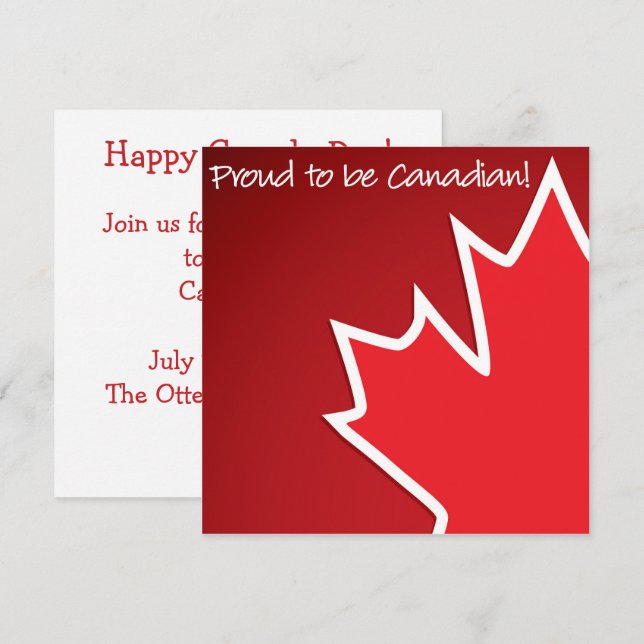 Invitation Feuille d'Érable de la Fête du Canada (Devant / Derrière)