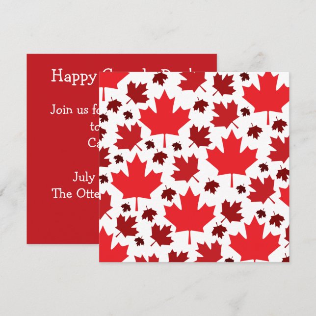 Invitation Feuille d'érable de la Fête du Canada (Devant / Derrière)