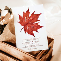 Feuille d'érable rouge rustique simple mariage ini