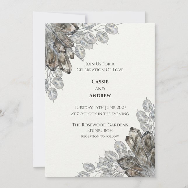 Invitation Feuille d'honnêteté en cristal et argent  (Devant)