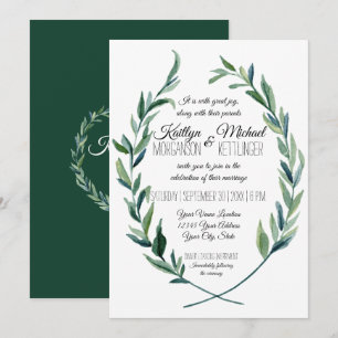 Invitation Feuille d'olive de courge de laurier Vert émeraude