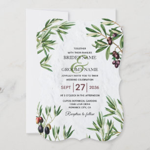 Invitation Feuille d'olive méditerranéen grec Mariage de l'îl