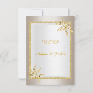 Invitation Feuille d'or argenté ELEGANT CLASSY rsvp