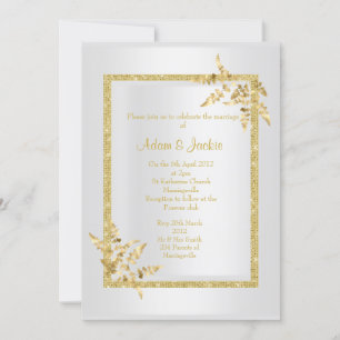 Invitation Feuille d'or argenté ÉLÉGANT MARIAGE CLASSÉ
