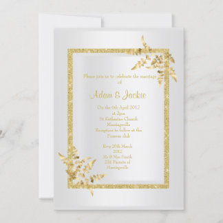 Invitation Feuille d'or argenté ÉLÉGANT MARIAGE CLASSÉ