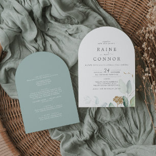 Invitation Feuille d'or de verdure Airy tout en un Mariage d'
