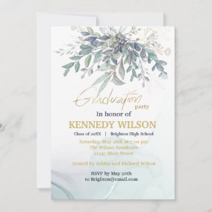 Invitation Feuille d'or Eucalyptus Infirmière diplôme I