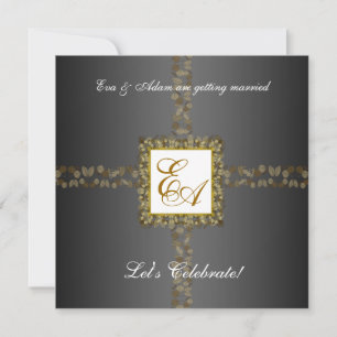 Invitation Feuille d'or grise d'invitation de douche de