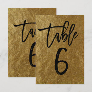 Invitation Feuille d'or Moderne Écriture Table Numéro 6