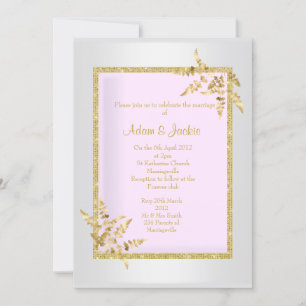 Invitation Feuille d'or noir argent ÉLÉGANT MARIAGE CLASSÉ