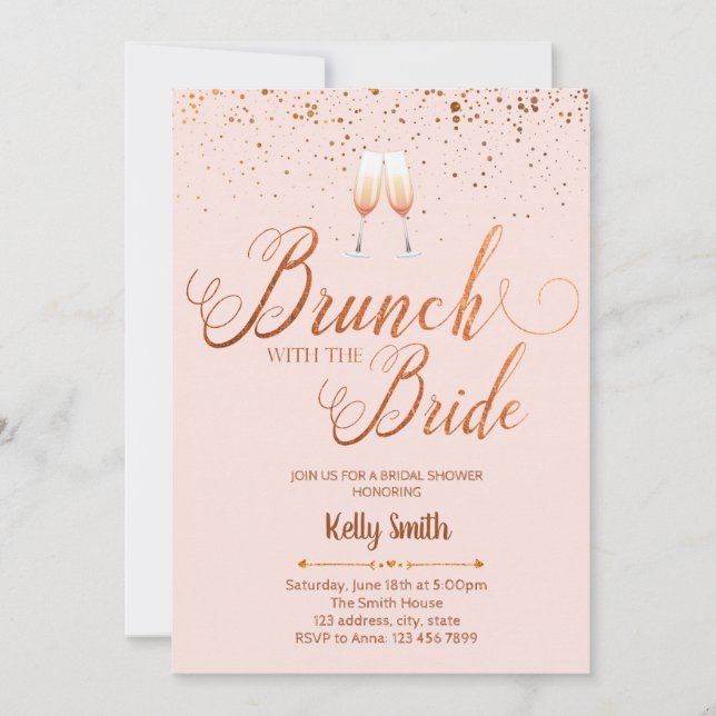 Invitation feuille d'or pour brunch de la mariée (Devant)