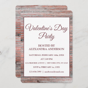 Invitation Feuille d'or rose de partie de Saint-Valentin et