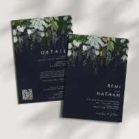 Feuille d'or verte | Dark Navy All In One QR Code