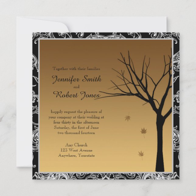 Invitation Feuille en baisse à l'invitation de mariage (Devant)