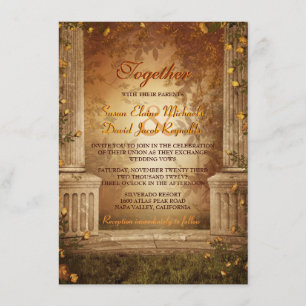 Invitation Feuille et colonnes d'automne romantique épousant
