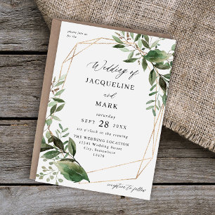 Invitation Feuille et Mariage d'or Eucalyptus