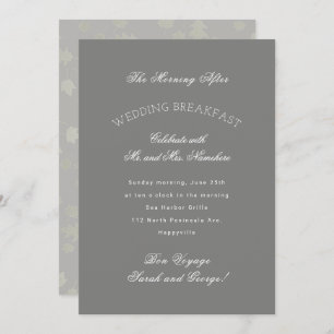 Invitation Feuille gris Automne Mariage Petit déjeuner Invita
