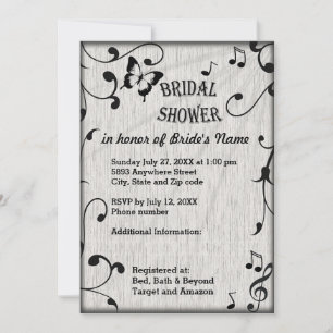 Invitation Feuille  gris et noir Mariage de bois