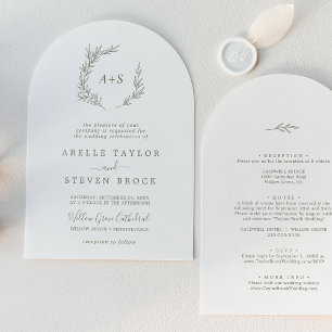 Invitation Feuille minimale   Arche verte d'olive en un seul 