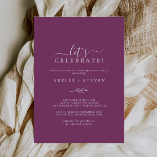 Invitation Feuille minimale Berry Purple Célébrons