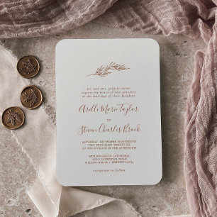 Invitation Feuille minimale Boho Cream Mariage traditionnel