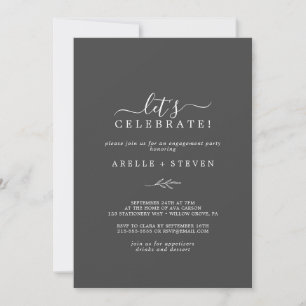 Invitation Feuille minimale   Dark Grey Célébrons