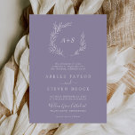 Invitation Feuille minimale | Lavande Mariage de monogramme o<br><div class="desc">Ce faire-part de mariage monogramme formel de lavande foliaire minimale est parfait pour un mariage boho. Le design se compose d'une simple silhouette de feuilles verdoyantes en violet lilas pastel avec un style bohème minimaliste de jardin. Personnalisez avec les initiales du couple.</div>