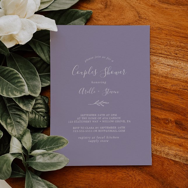 Invitation Feuille minimale | Lavender Couples Douche Invitat (Créateur téléchargé)