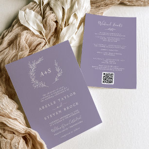 Invitation Feuille minimale   Lavender Weekend Events Mariage