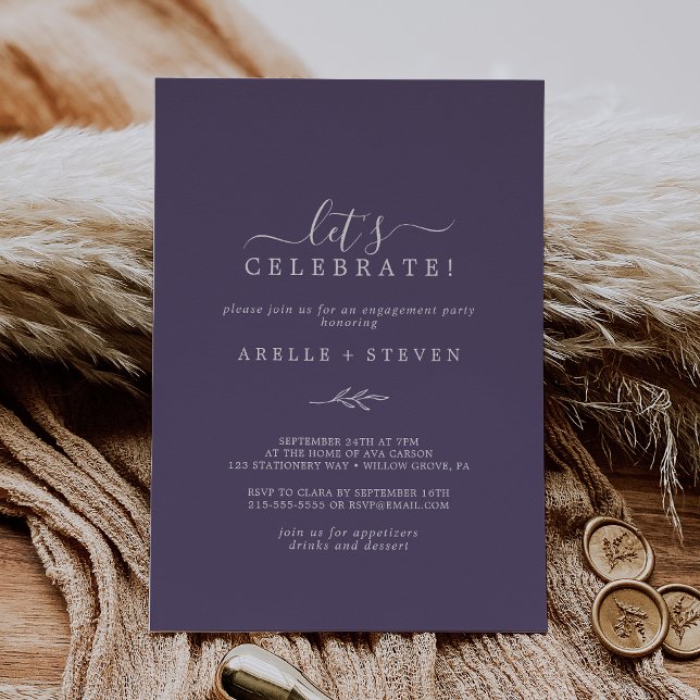Invitation Feuille minimale | Plum Purple Célébrons (Créateur téléchargé)