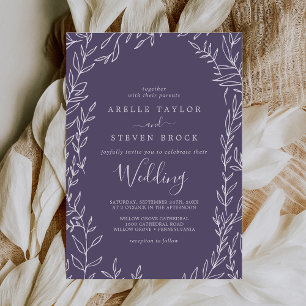 Invitation Feuille minimale   Plum violet Mariage