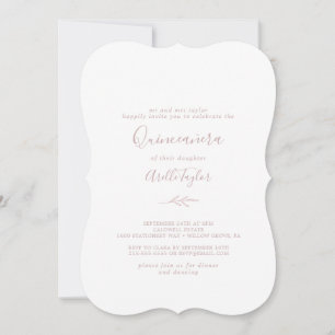 Invitation Feuille minimale Quinceañera rose