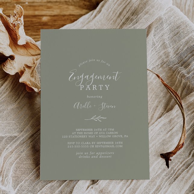 Invitation Feuille minimale | Sage Green (Créateur téléchargé)