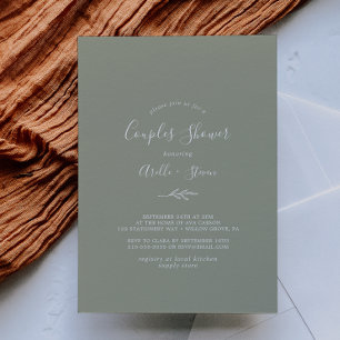 Invitation Feuille minimale   Sage Green Couples Douche