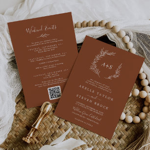 Invitation Feuille minimale Terracotta Weekend Events Maria
