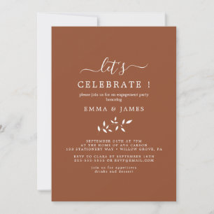 Invitation Feuille minimale   Terre cuite Célébrons 
