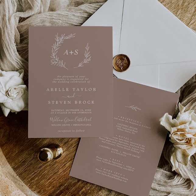 Invitation Feuille minimale | Tout Neutre En Un Mariage (Créateur téléchargé)