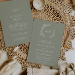 Invitation Feuille minimale | Vert Sage Lumière Tout en un Ma<br><div class="desc">Ce vert sauge vert feutre minimal tout en un faire-part de mariage est parfait pour un mariage boho. Le design se compose d'une simple silhouette de feuilles verdoyantes dans une couleur verte poussiéreuse avec un style minimaliste de boho de montagne. Personnalisez avec les initiales du couple. Enregistrez du papier en...</div>