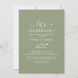 Invitation Feuille minimale Vert sauge "Célébrons" Invita