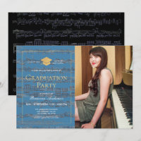 Feuille Musique Blue Gold Photo Drive-by Graduatio