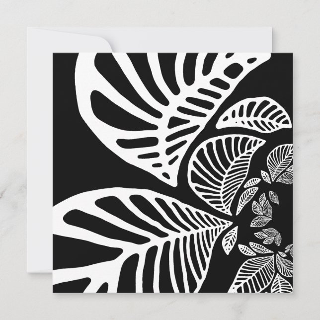 Invitation Feuille noire et blanche d'invitation (Devant)