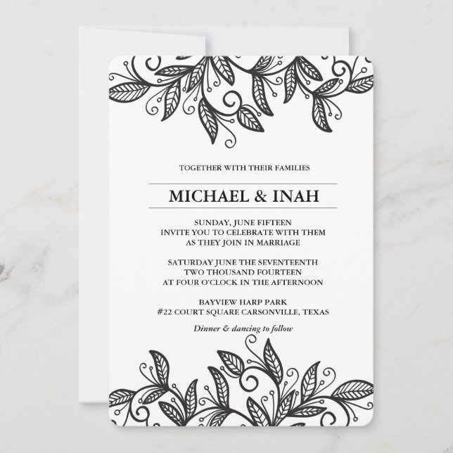Invitation feuille tourbillon de gribouillis (Devant)
