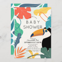 Feuille tropicale Toucan Baby shower neutre