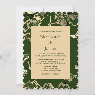 Invitation Feuille vert foncé Motif mariage élégant